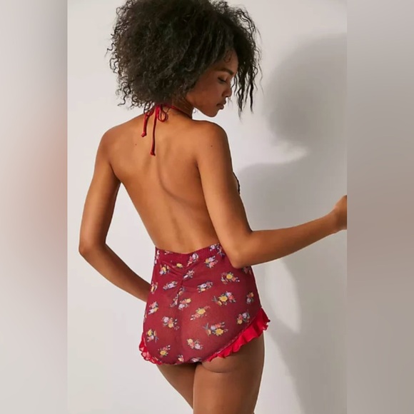💐NWOT! Free People x HAH Floral Ruffle Bodysuit Lingerie - Picture 3 of 4